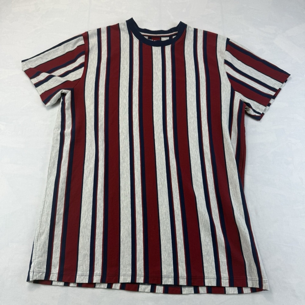 San Francisco Work Shirts T Shirt Men's Large Red Blue Striped Casual Cotton Tee